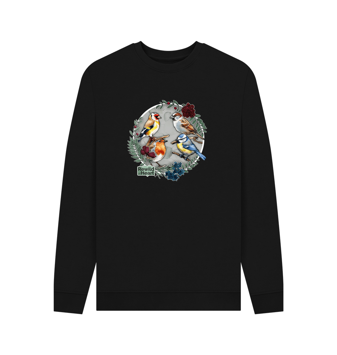 Black British Songbird Wreath Men's Sweater