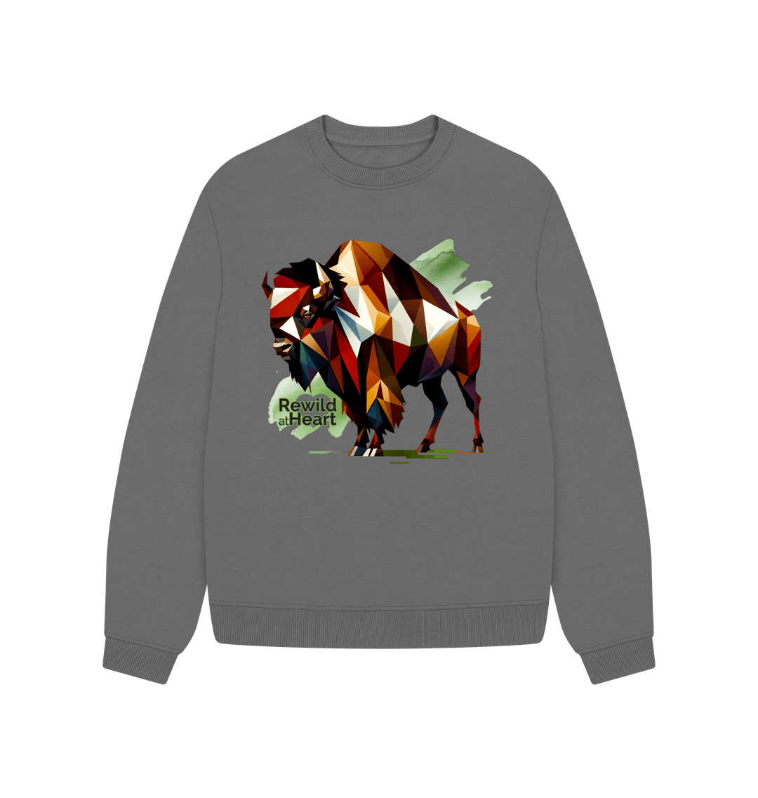 Slate Grey Bison Forest | Women's Oversized Jumper