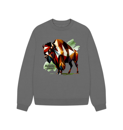 Slate Grey Bison Forest | Women's Oversized Jumper