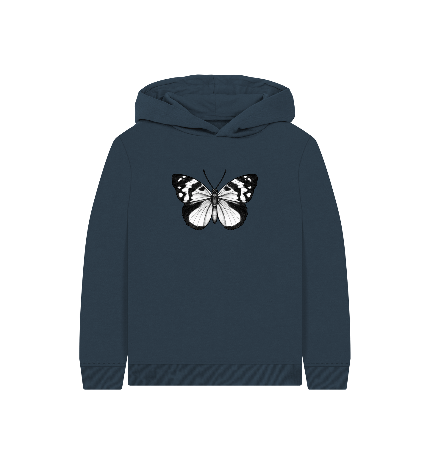 Navy Blue Printed Kids Hoodie Front