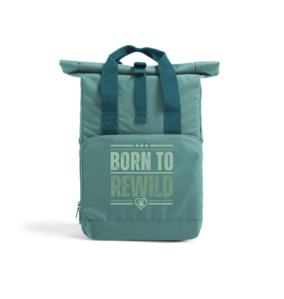 Sage Green Born to Rewild Recycled Roll-Top Backpack