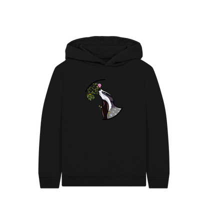 Black Printed Kids Hoodie Front