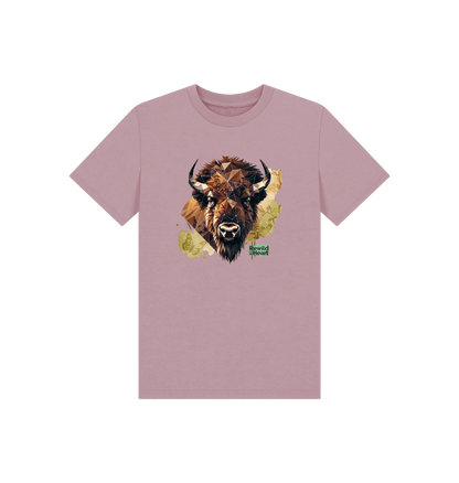 Mauve Bison with Wildflowers & Butterflies Kids T-Shirt