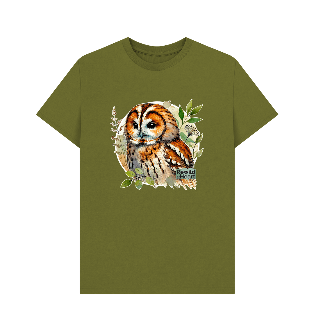 Moss Green Tawny Owl Forest Men's T-Shirt