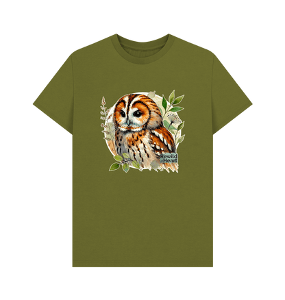 Moss Green Tawny Owl Forest Men's T-Shirt