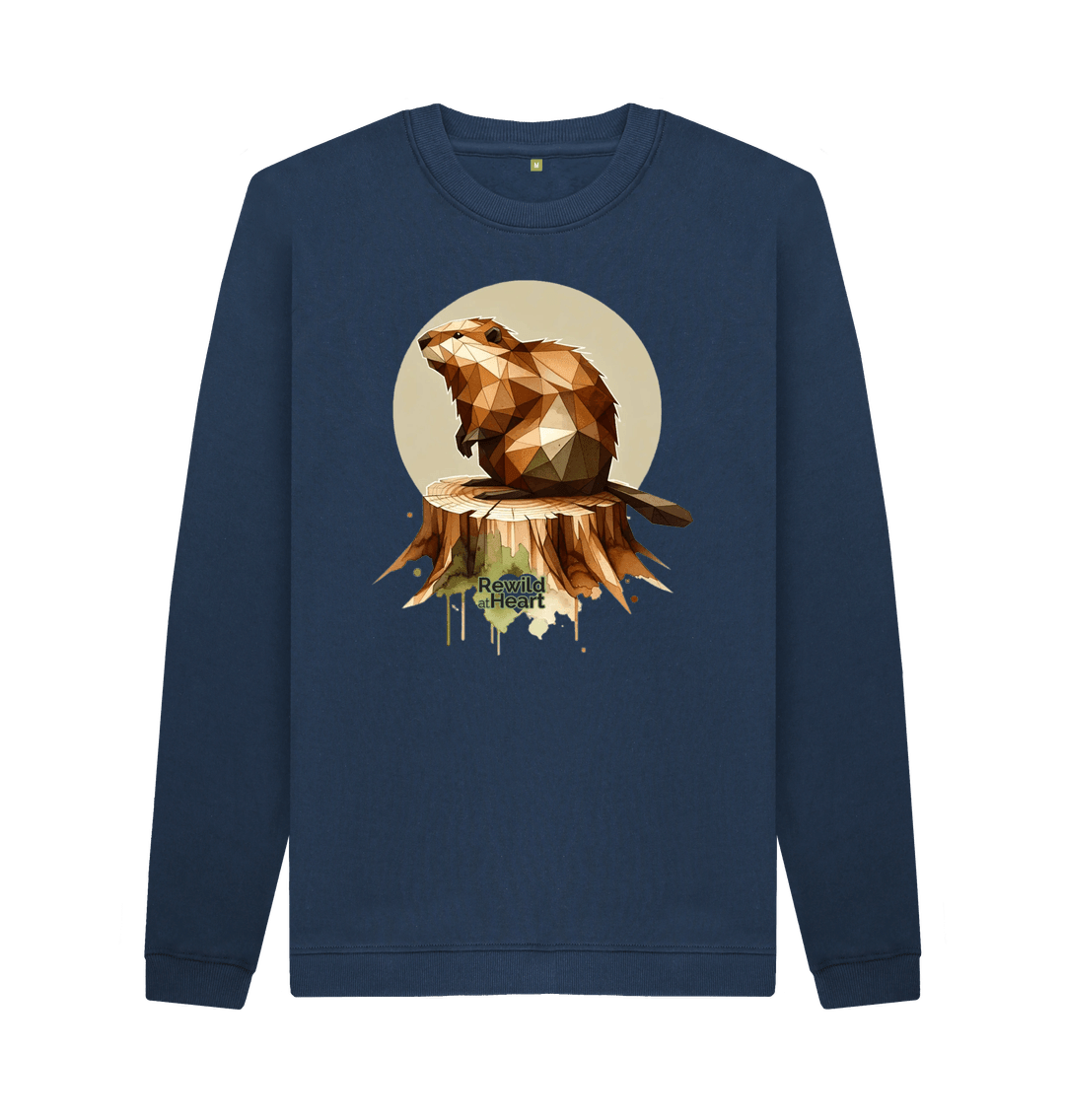 Navy Blue Printed Sweater Front