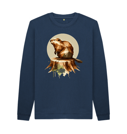 Navy Blue Printed Sweater Front
