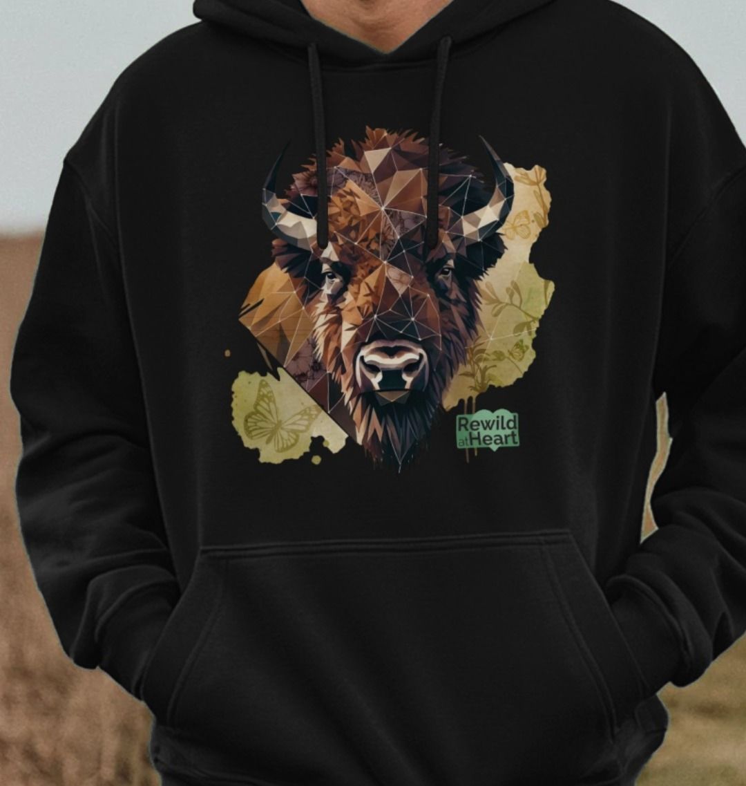 Bison with Wildflowers & Butterflies Hoodie