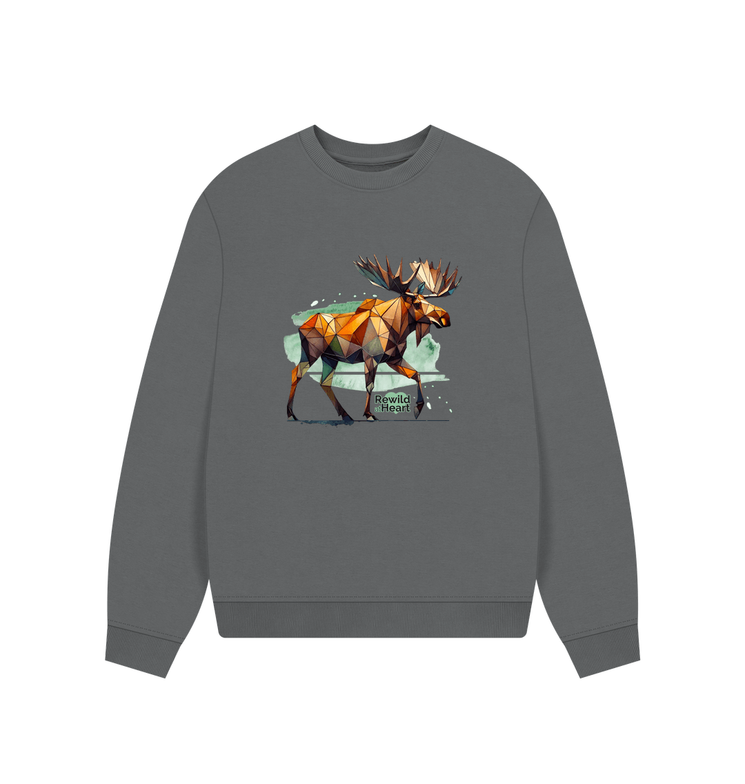 Slate Grey Mighty Moose Mosaic Women's Oversized Jumper