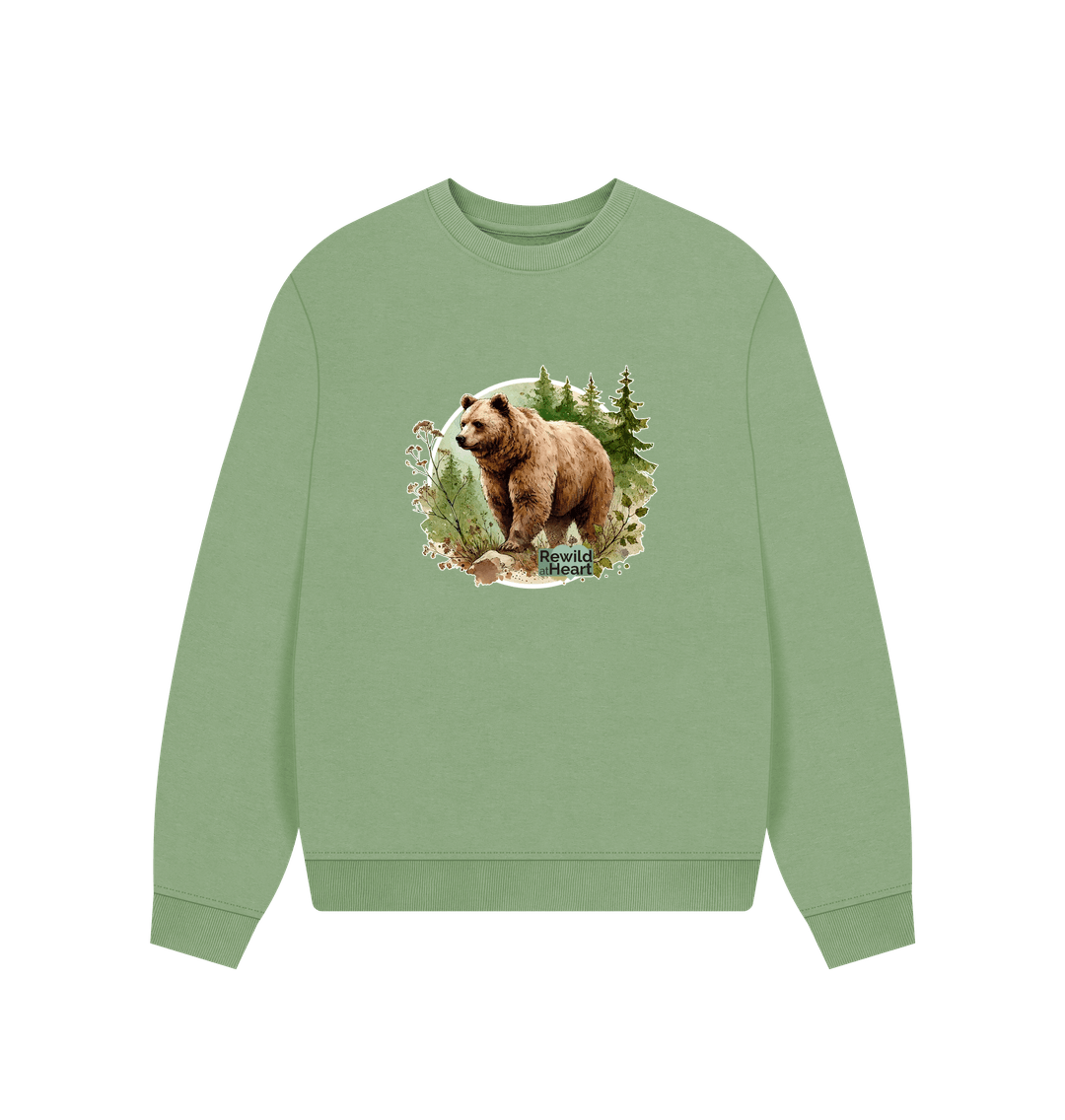 Sage Brown Bear Wilderness Women's Oversized Jumper