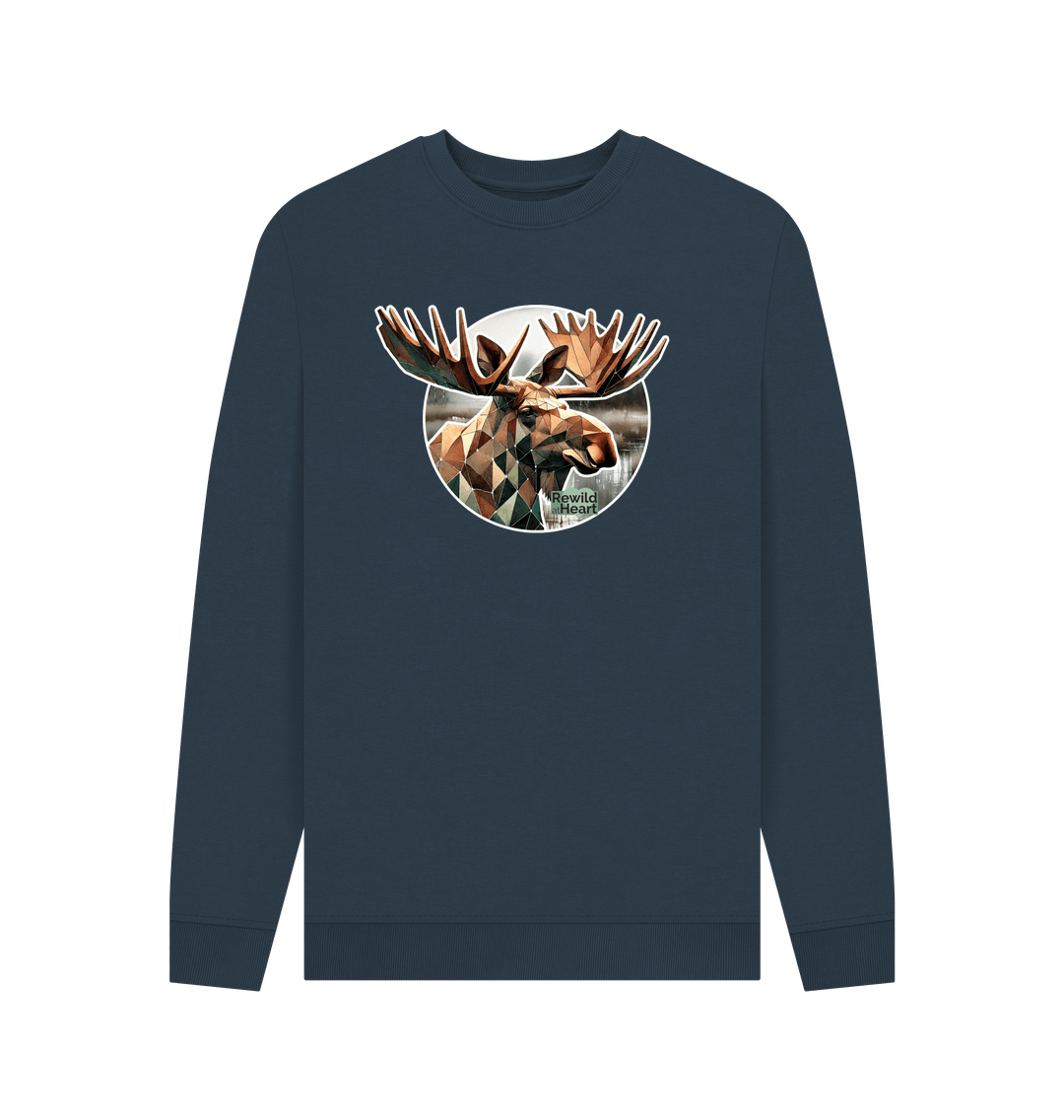 Navy Blue Printed Sweater Front
