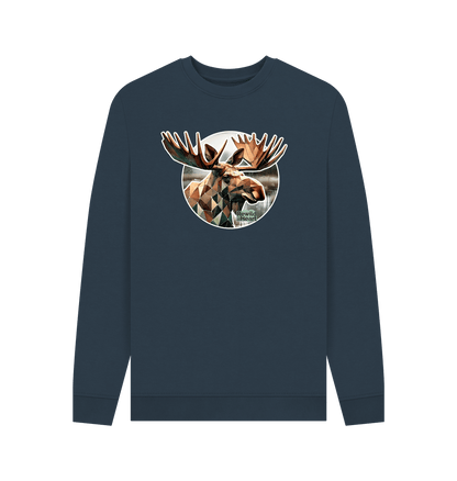 Navy Blue Printed Sweater Front