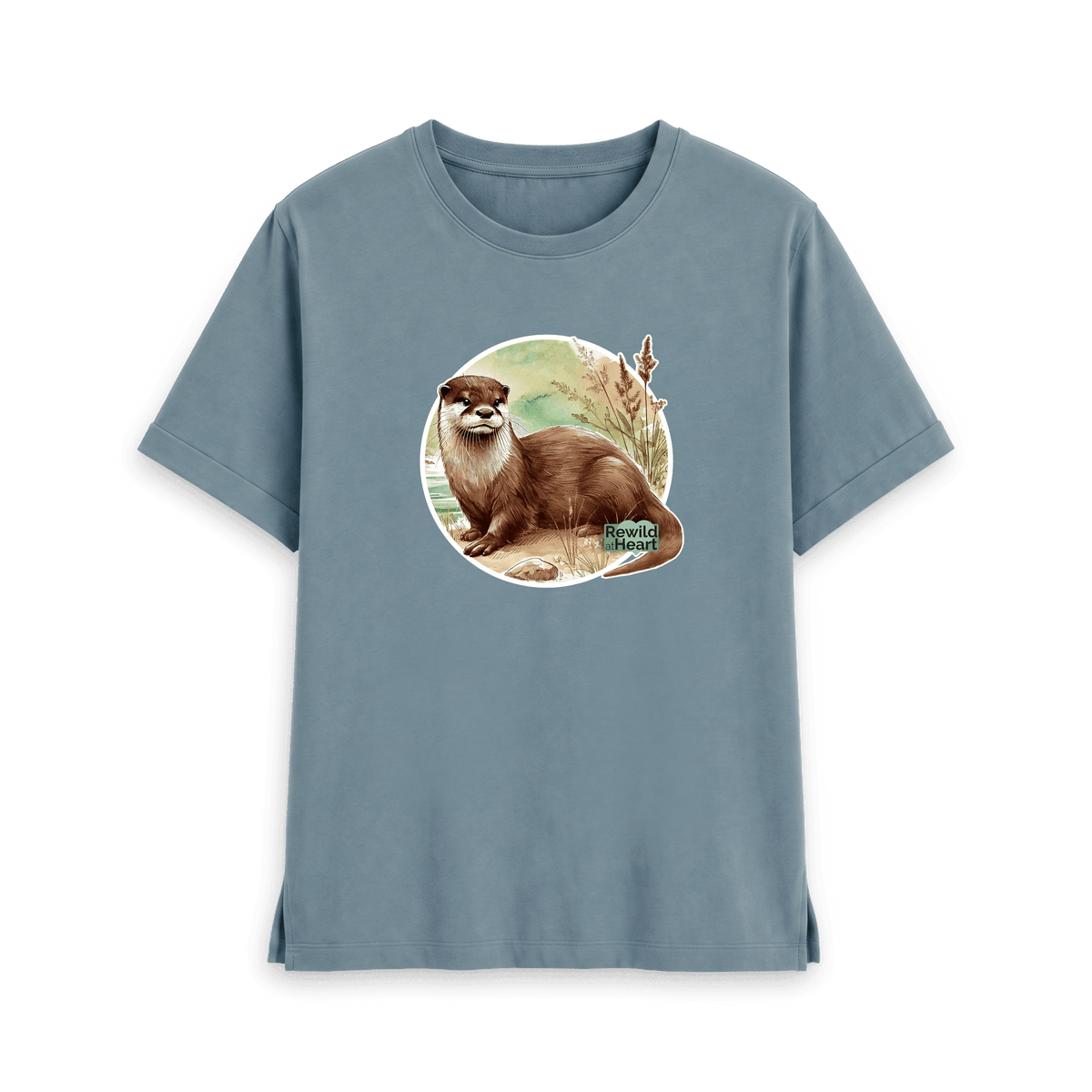Stone Blue Printed T-shirt Front