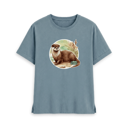 Stone Blue Printed T-shirt Front