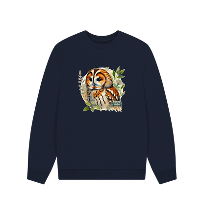 Navy Blue Tawny Owl Forest Men's Oversized Sweater