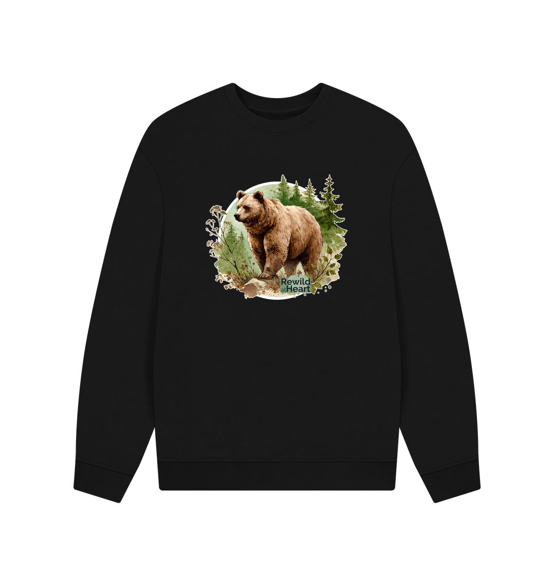 Black Brown Bear Wilderness Men's Oversized Sweater