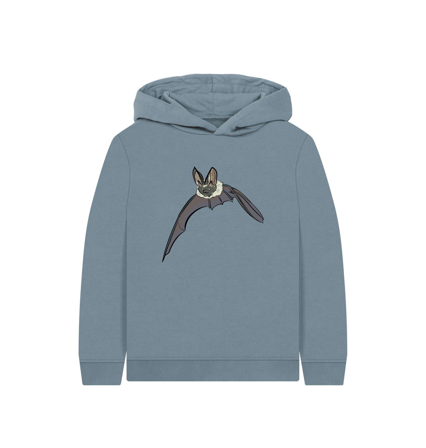 Stone Blue Printed Kids Hoodie Front