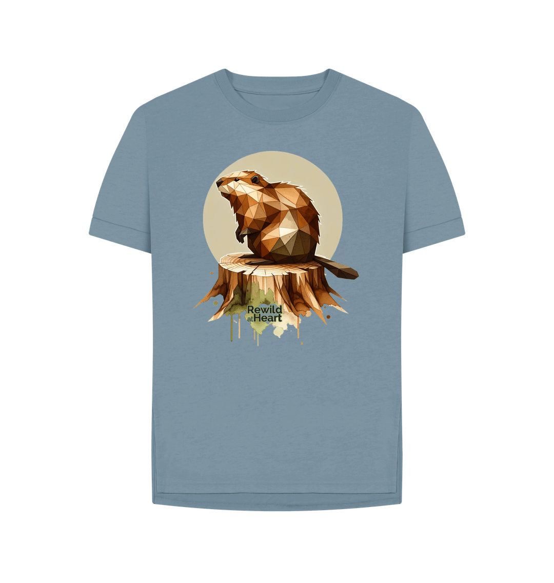 Stone Blue Wild Beaver | Relaxed-Fit Women's T-Shirt