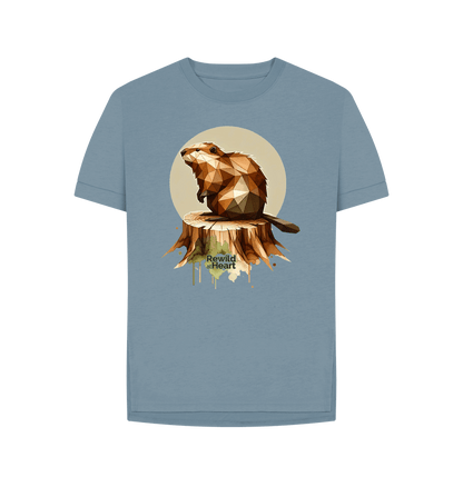 Stone Blue Wild Beaver | Relaxed-Fit Women's T-Shirt