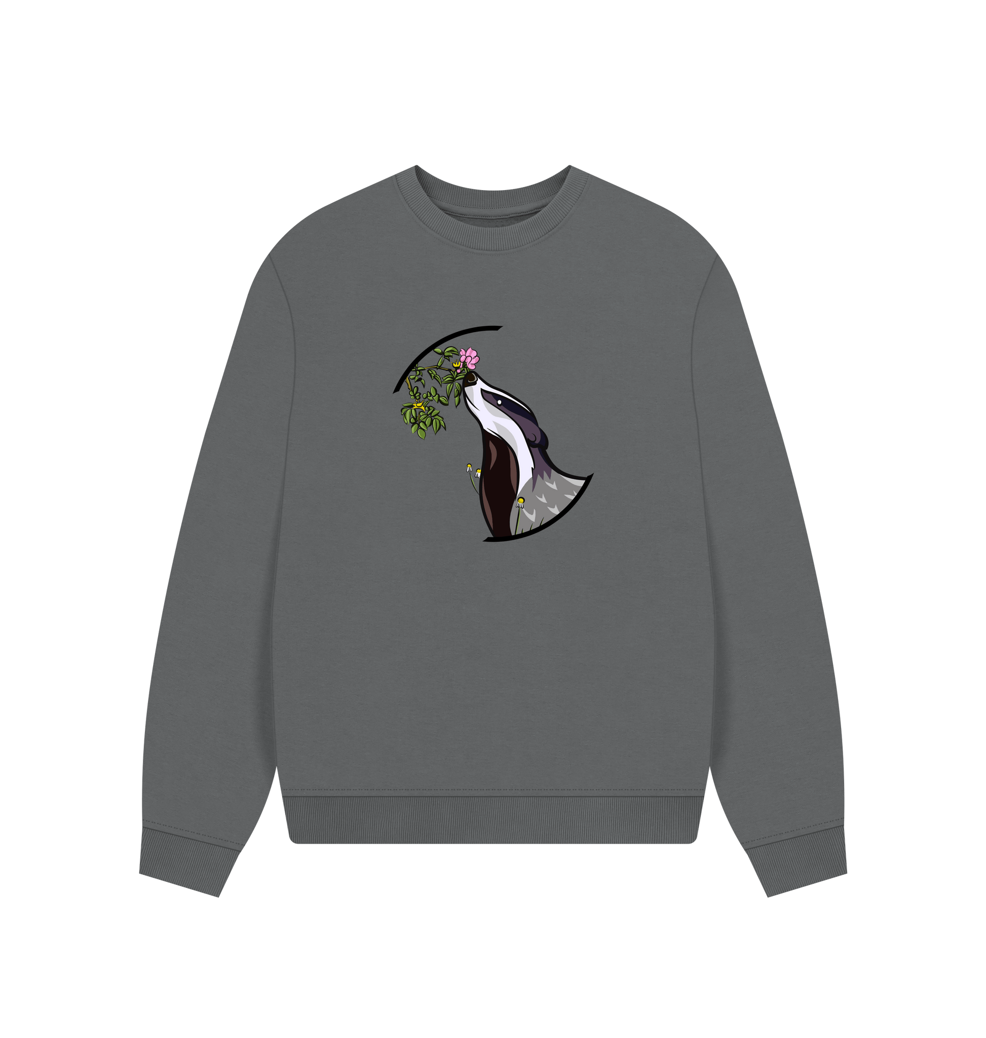 Slate Grey Printed Sweater Front