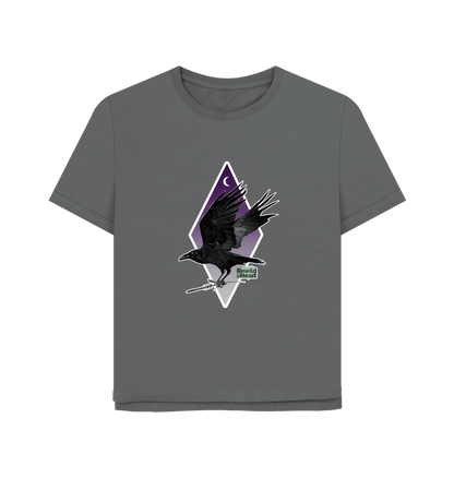 Slate Grey Raven Moon Crescent Women's Relaxed-Fit T-Shirt