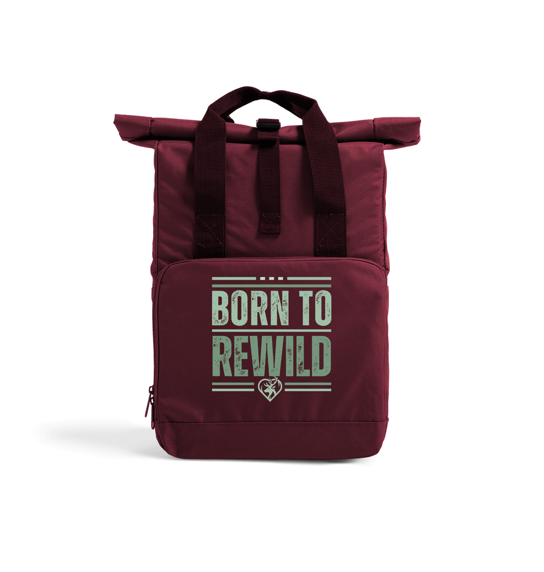 Burgundy Born to Rewild Recycled Roll-Top Backpack