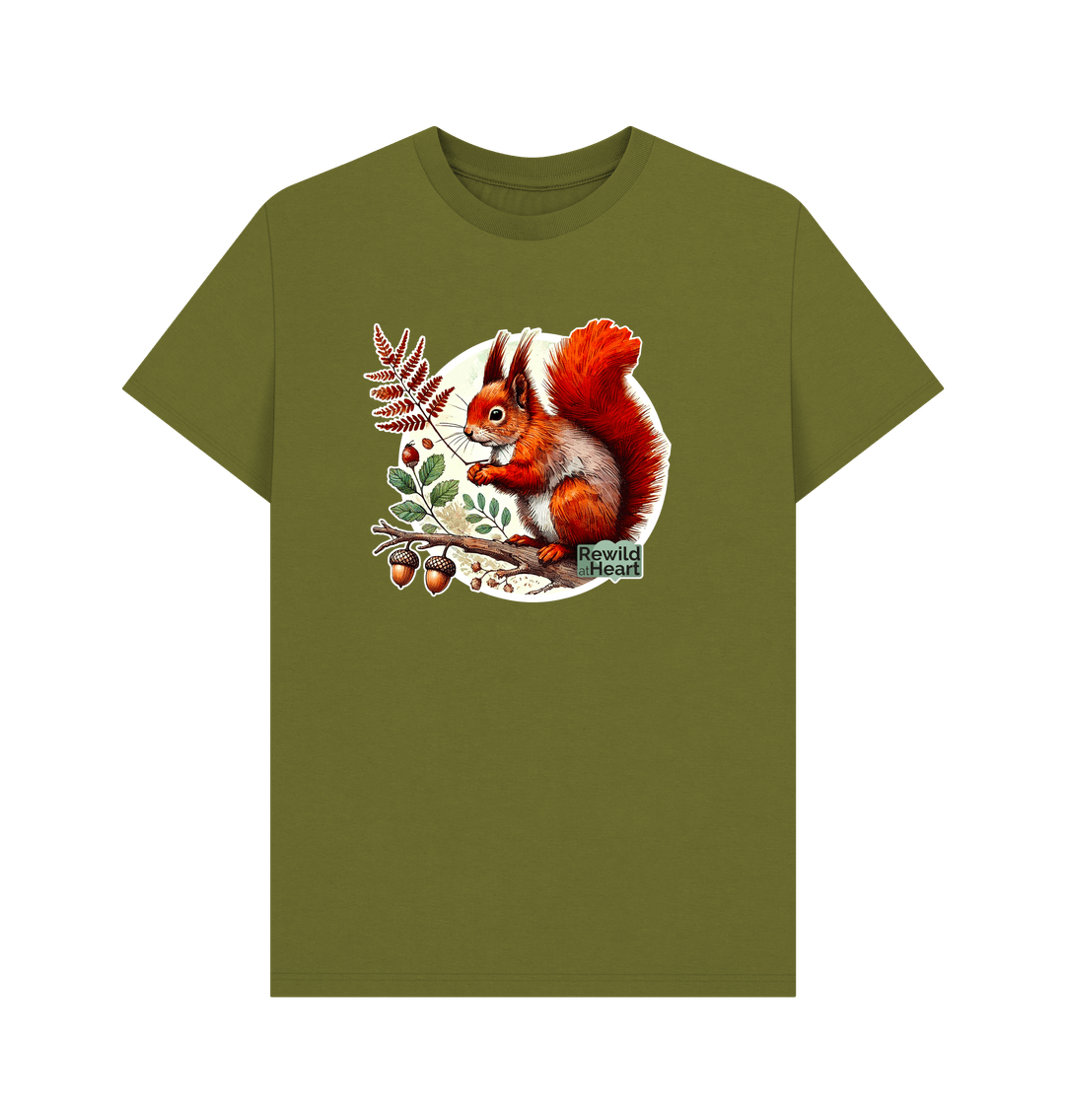 Moss Green Red Squirrel Oak Men's T-Shirt