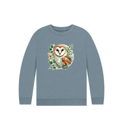 Stone Blue Printed Kids Jumper