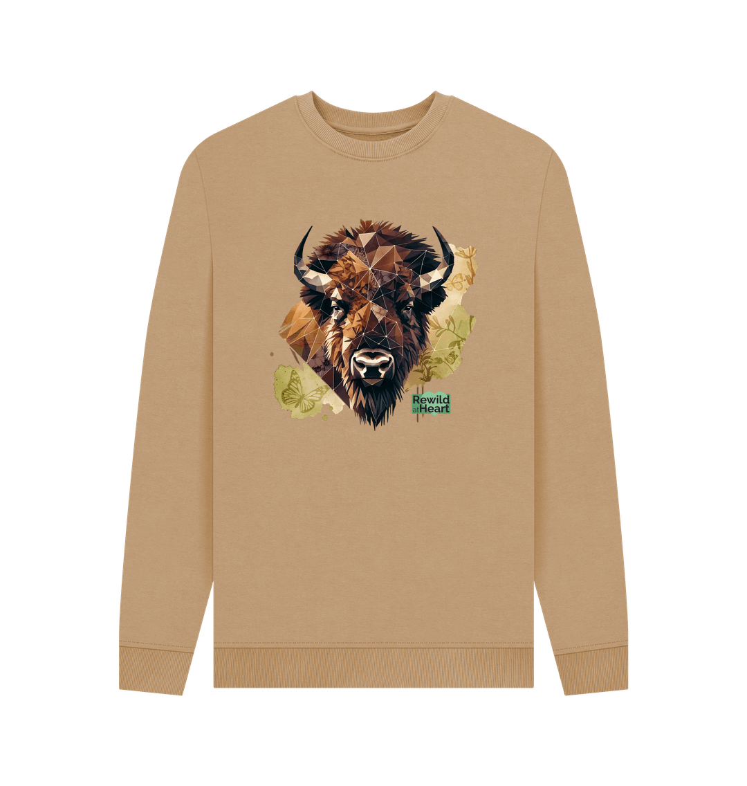 Sand Bison with Wildflowers & Butterflies Men's Jumper