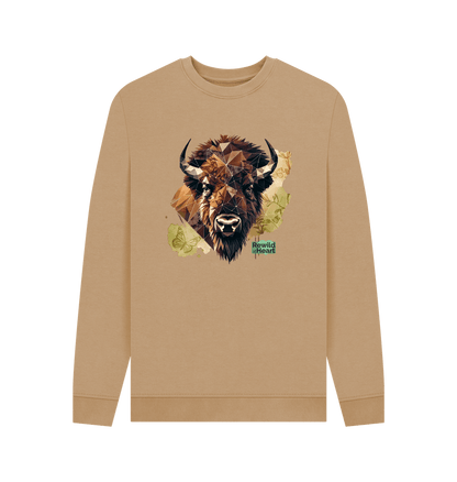 Sand Bison with Wildflowers & Butterflies Men's Jumper