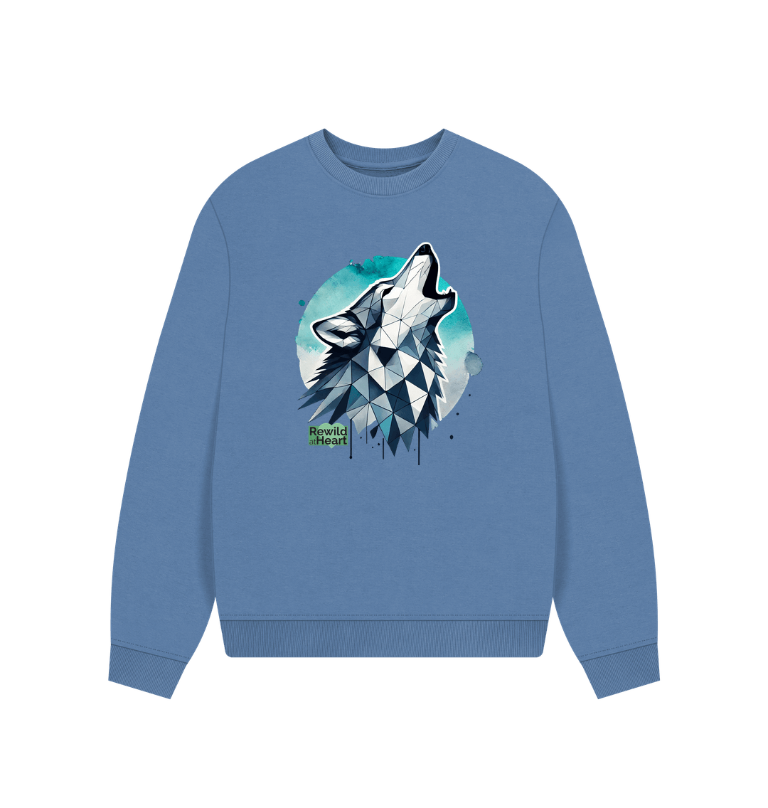 Solent Primal Wolf Howl Women's Oversized Jumper