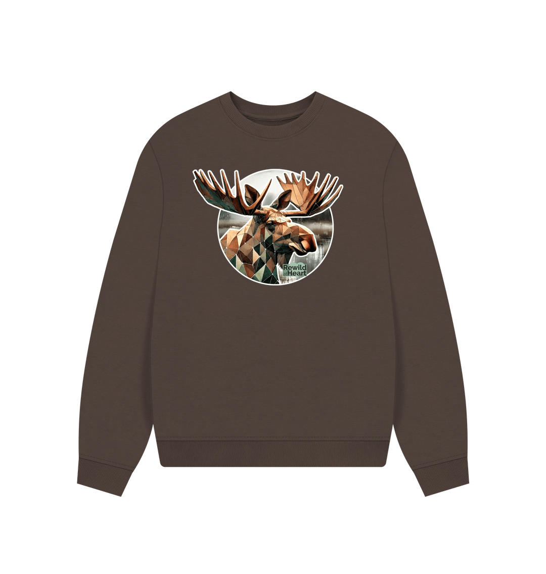 Chocolate Guardian Elk Women's Oversized Jumper