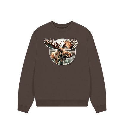 Chocolate Guardian Elk Women's Oversized Jumper