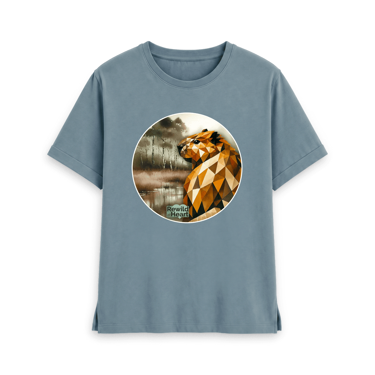 Stone Blue Printed T-shirt Front