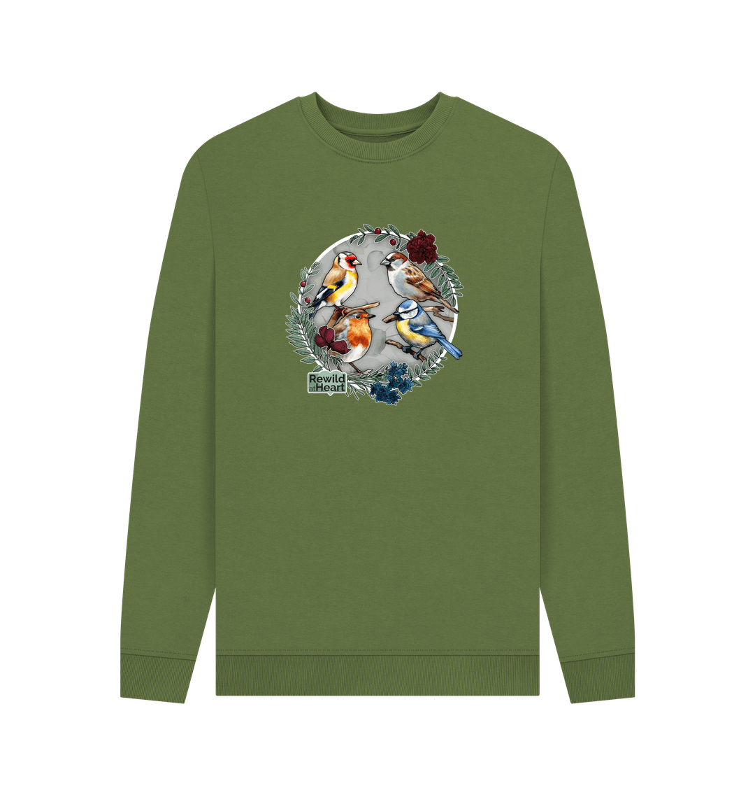 Khaki Printed Sweater Front