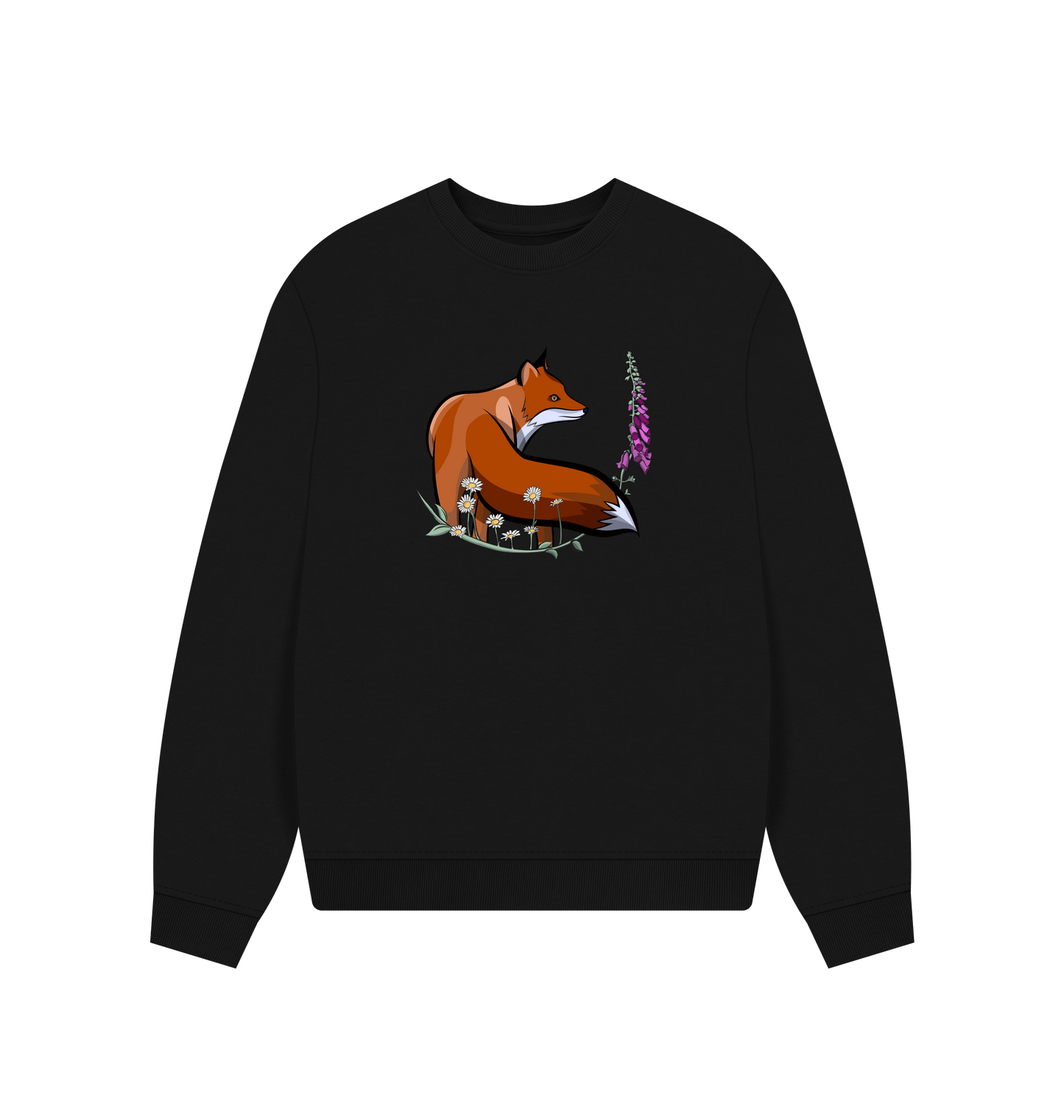 Black Printed Sweater Front