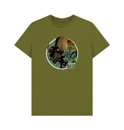 Moss Green Bison Woodland Men's T-Shirt