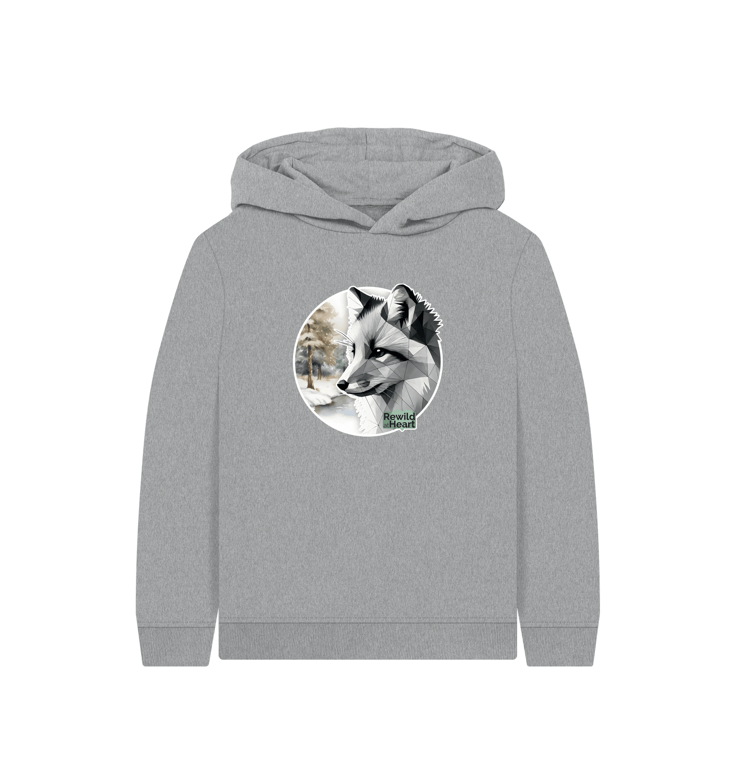 Athletic Grey Printed Kids Hoodie Front