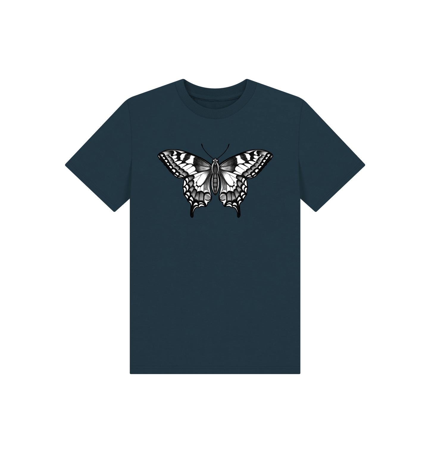 Denim Blue Printed Kids T-Shirt Front