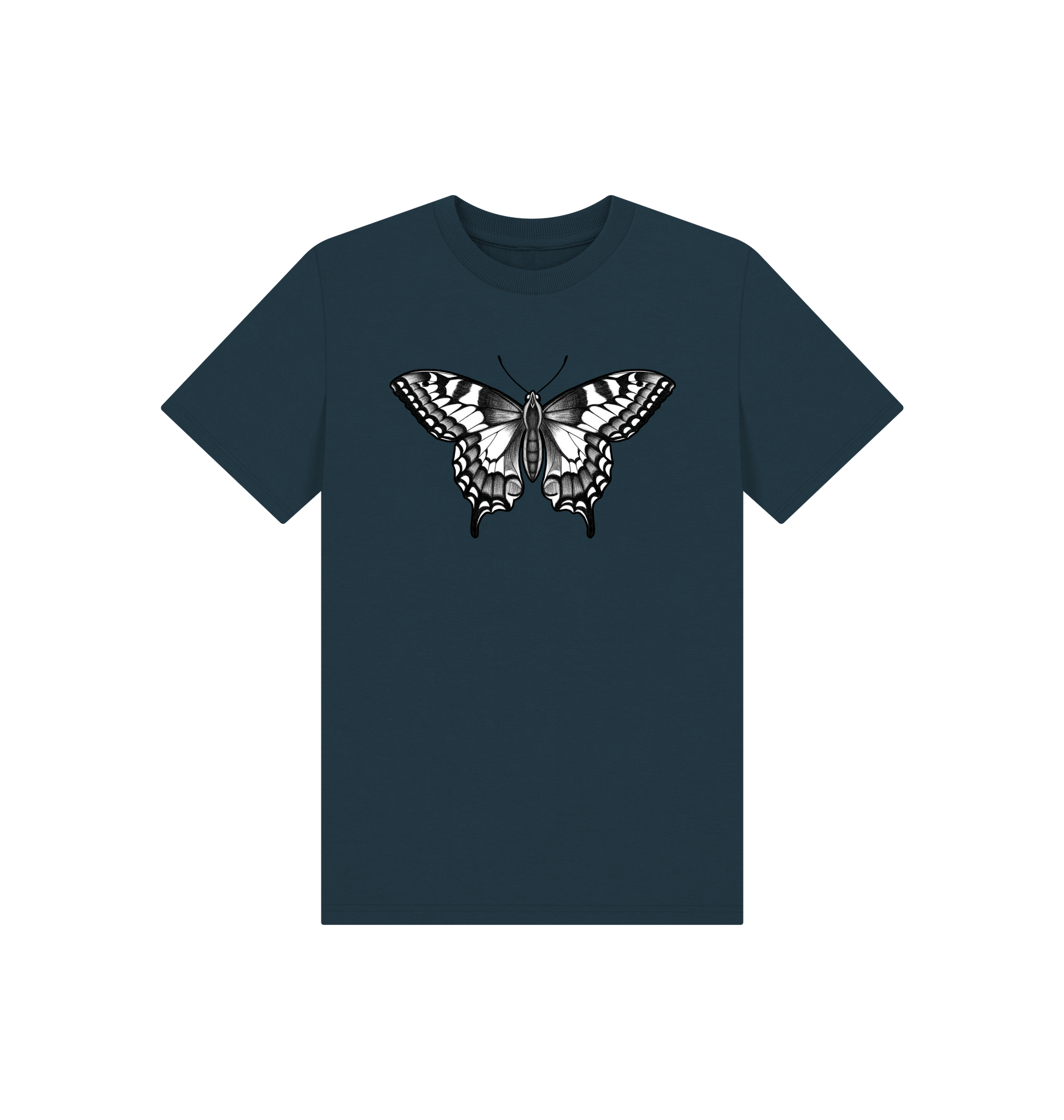 Denim Blue Printed Kids T-Shirt Front