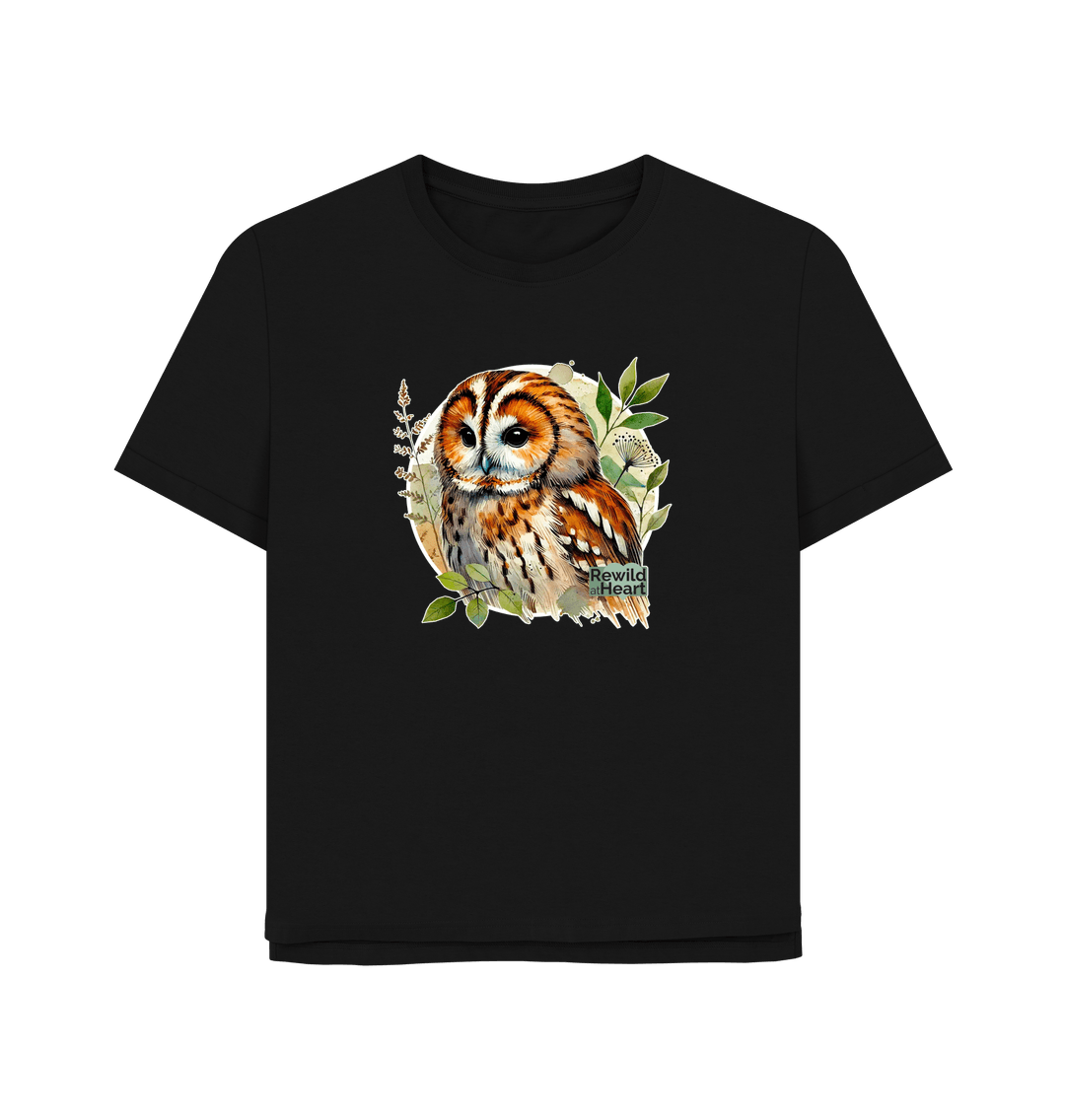 Black Tawny Owl Forest Women's Relaxed-Fit T-Shirt