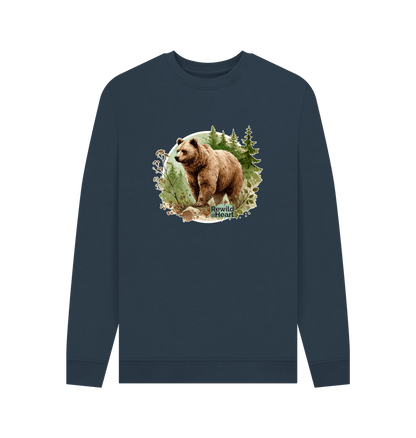 Navy Blue Brown Bear Wilderness Men's Sweater