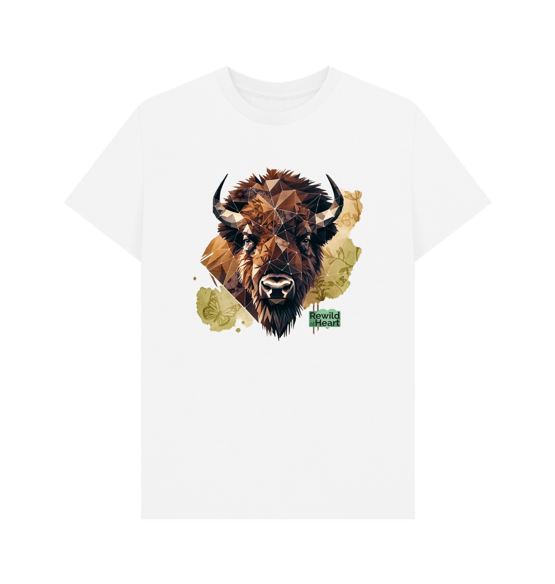 White Bison with Wildflowers & Butterflies Men's T-Shirt