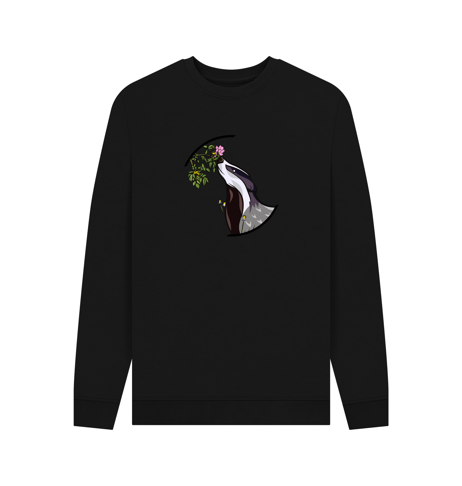 Black Printed Sweater Front