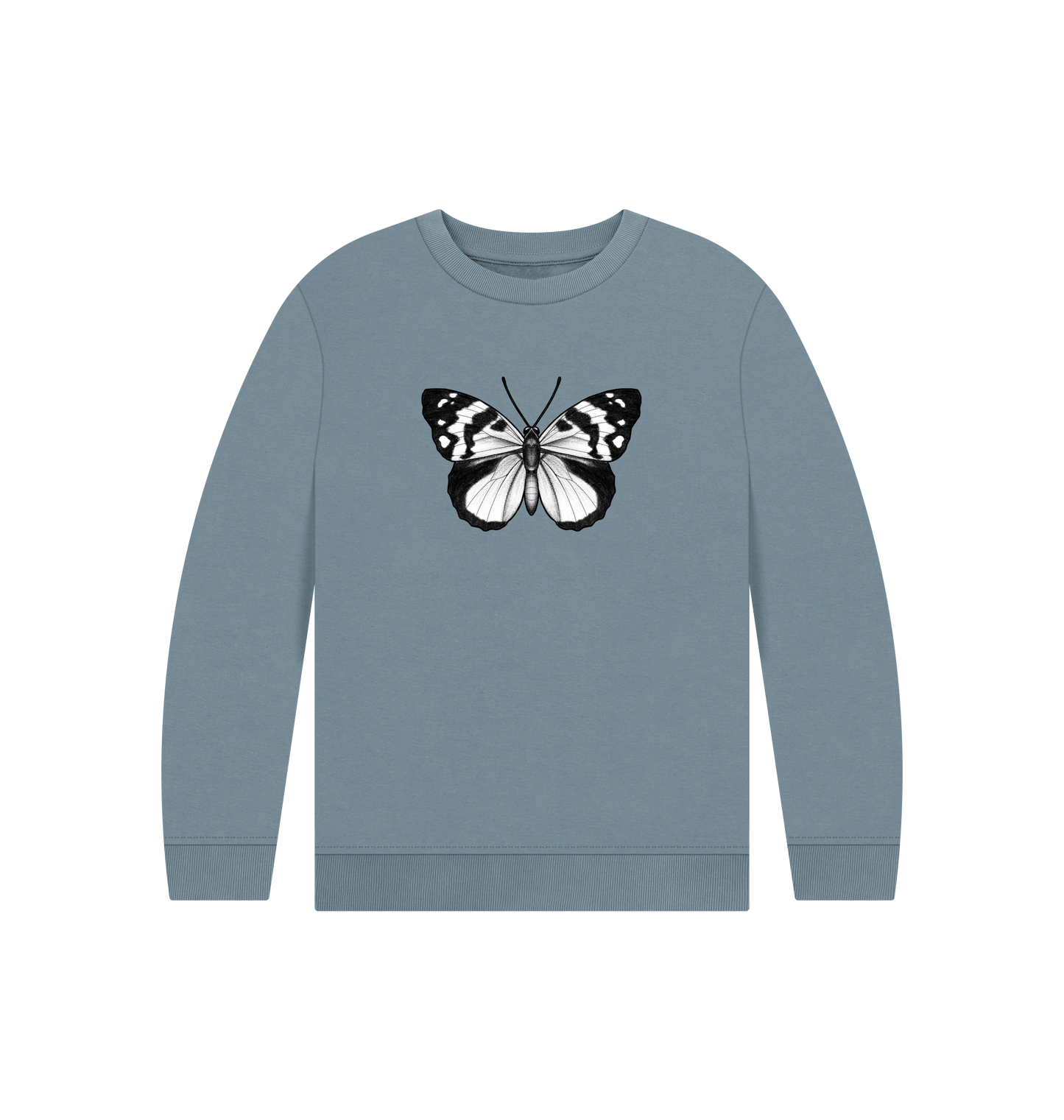Stone Blue Printed Kids Jumper Front
