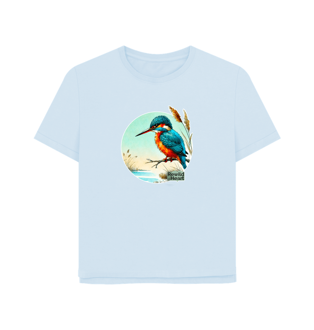 Sky Blue Kingfisher in the Reeds Women's Relaxed-Fit T-Shirt