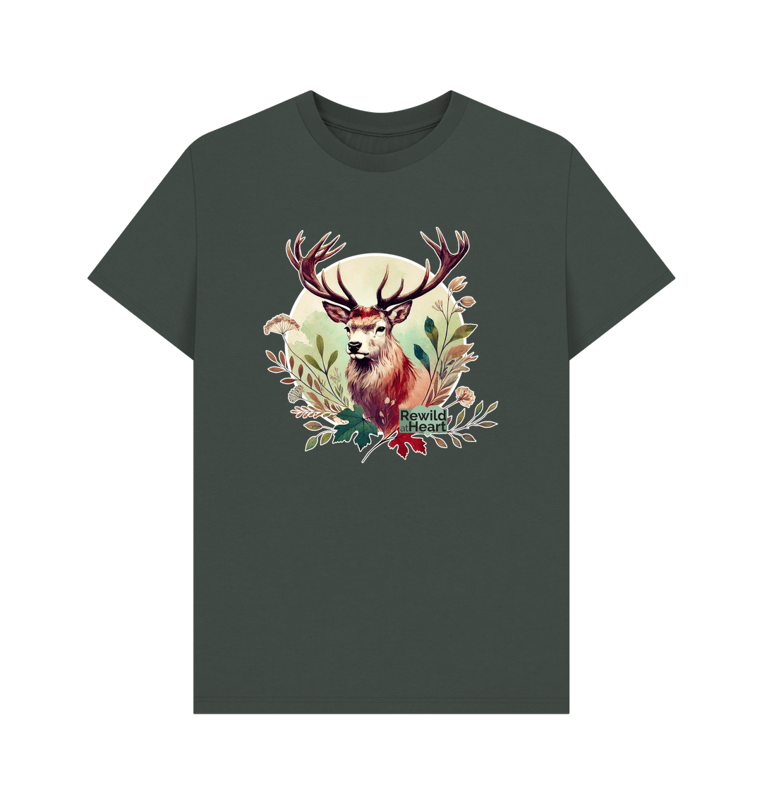 Dark Grey Red Deer Stag Spirit Men's T-Shirt