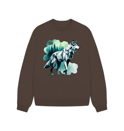 Chocolate Rewild the Wolf | Women's Oversized Jumper