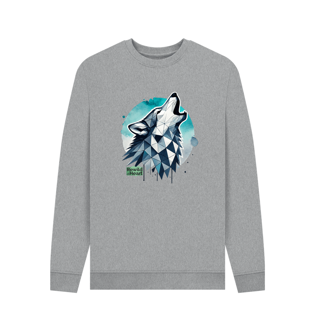 Light Heather Primal Wolf Howl Men's Sweater