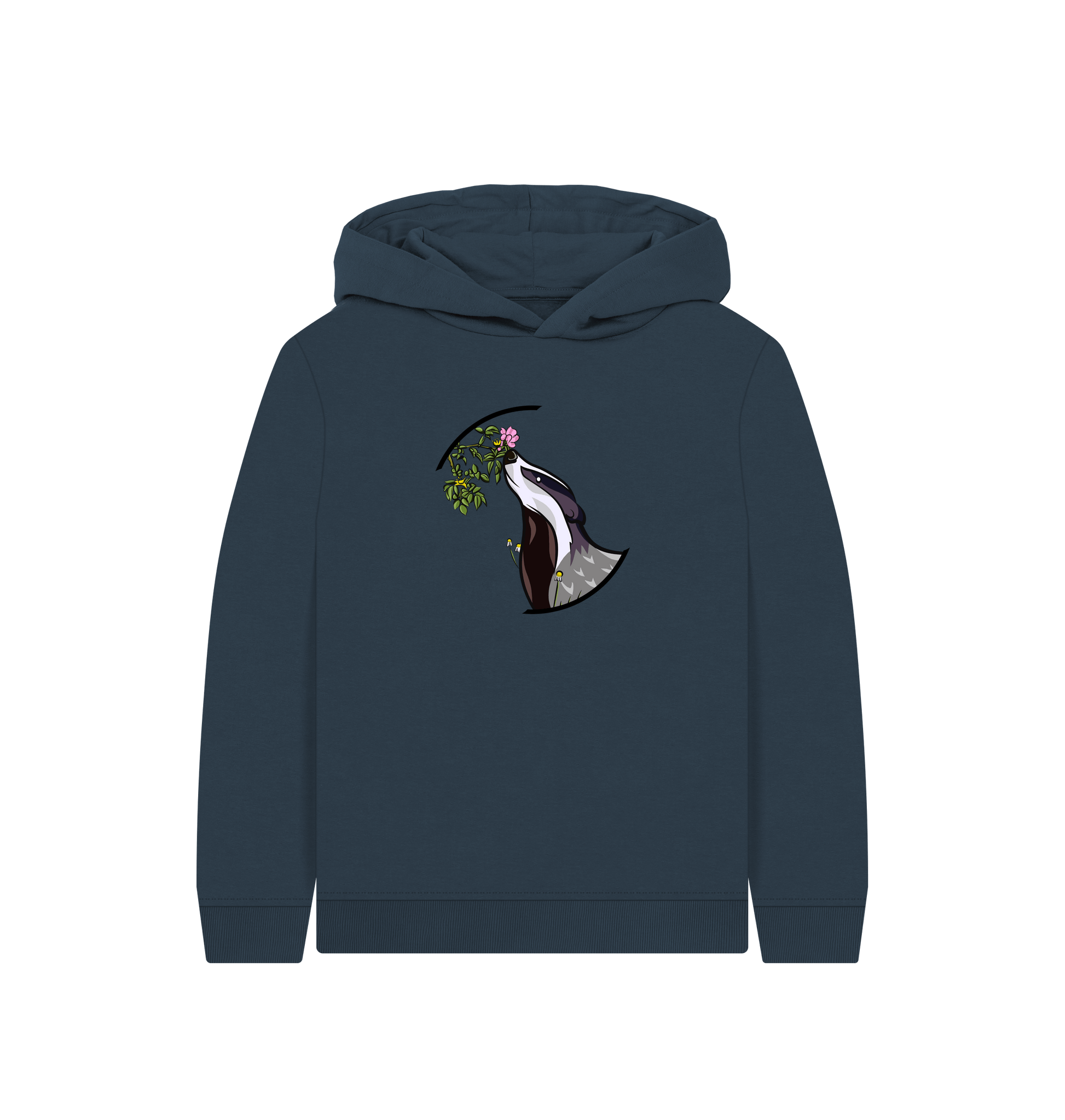 Navy Blue Printed Kids Hoodie Front